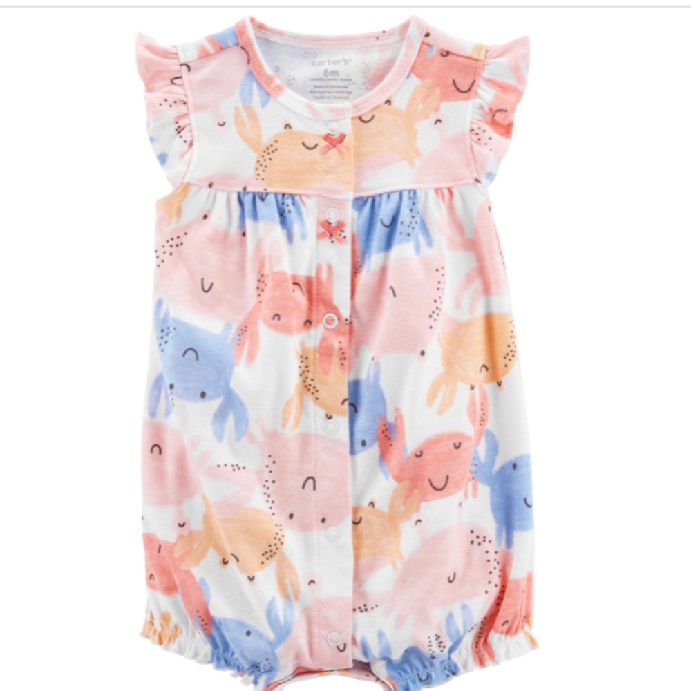 CARTER's:  Baby Girl's CRABS ALL OVER Snap-Up Romper / Onesie